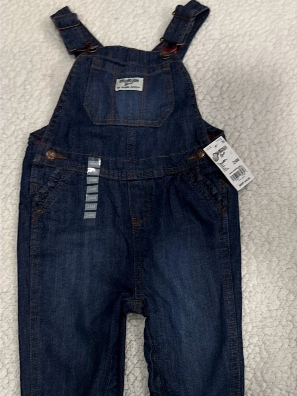 Oshkosh B’Gosh Red Plaid Lined Overalls & Buffalo Shirt Outfit. Brand New!